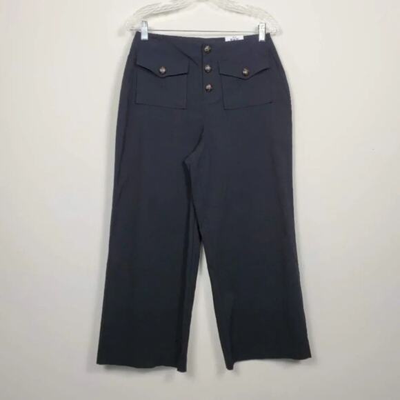 INC International Concepts Cropped Wide Leg Pants Black Women Size 6 High Rise - Picture 1 of 7